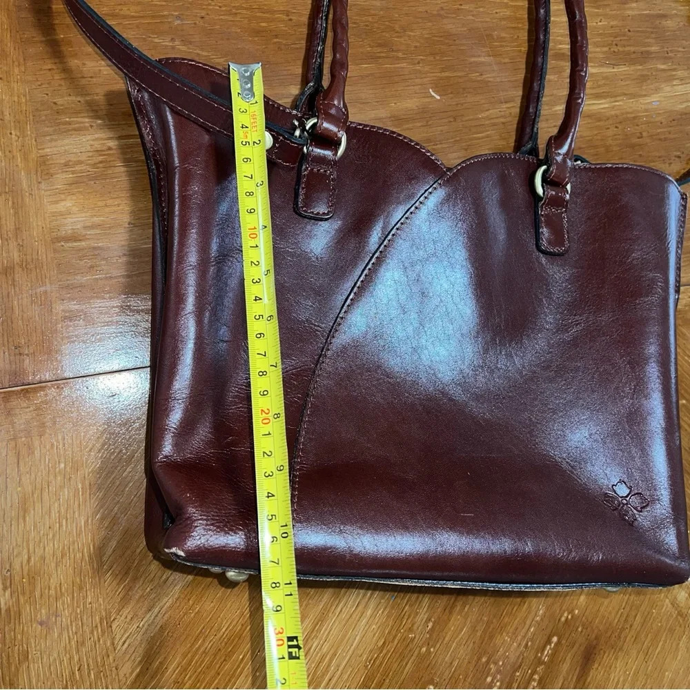 Patricia Nash Marion Metallic Cognac Brown Leather Heart Shaped Shoulder Tote - Picture 11 of 16